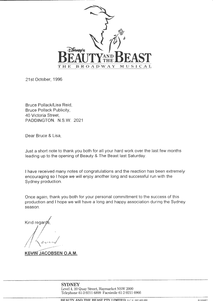 Bruce Pollack Publicity - Client Testimonial -  Beauty and the Beast